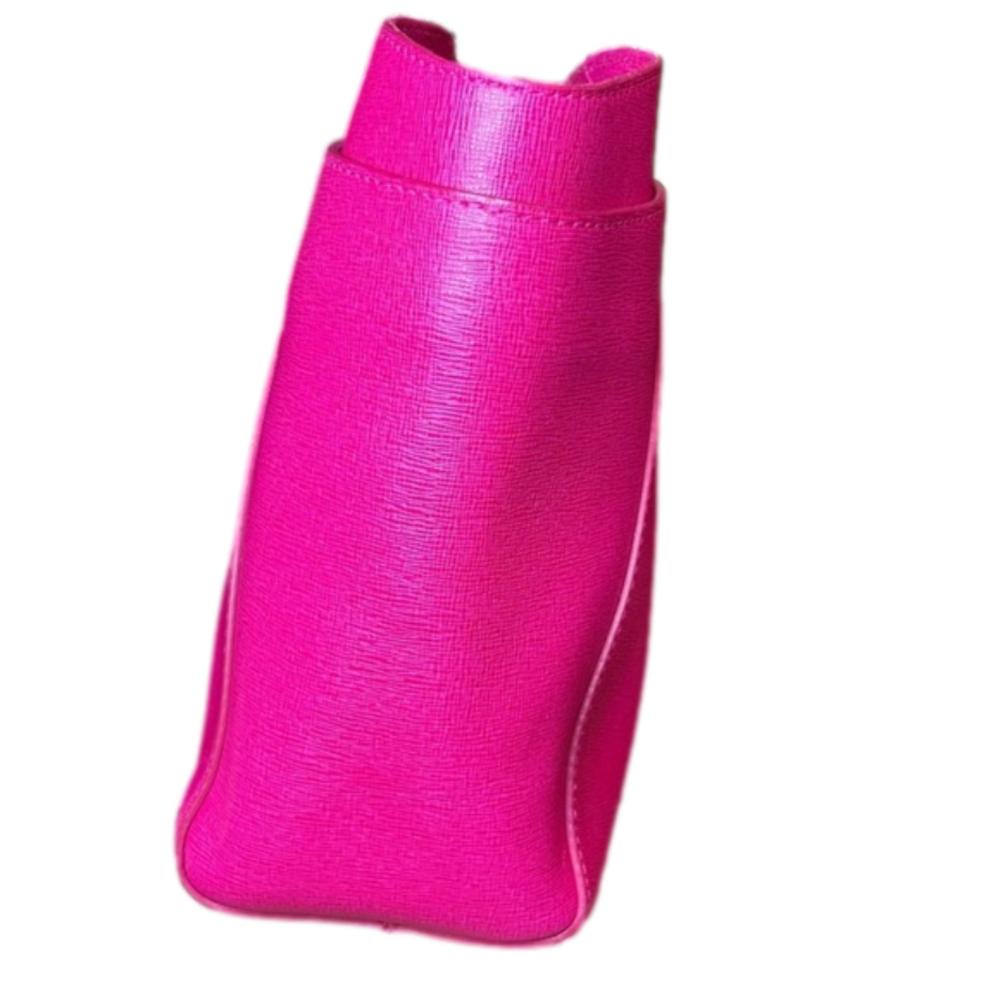 Furla Julia Tote Shoulder Bag with Matching Zip Pouch in Barbie Pink Leather EUC - Picture 4 of 16